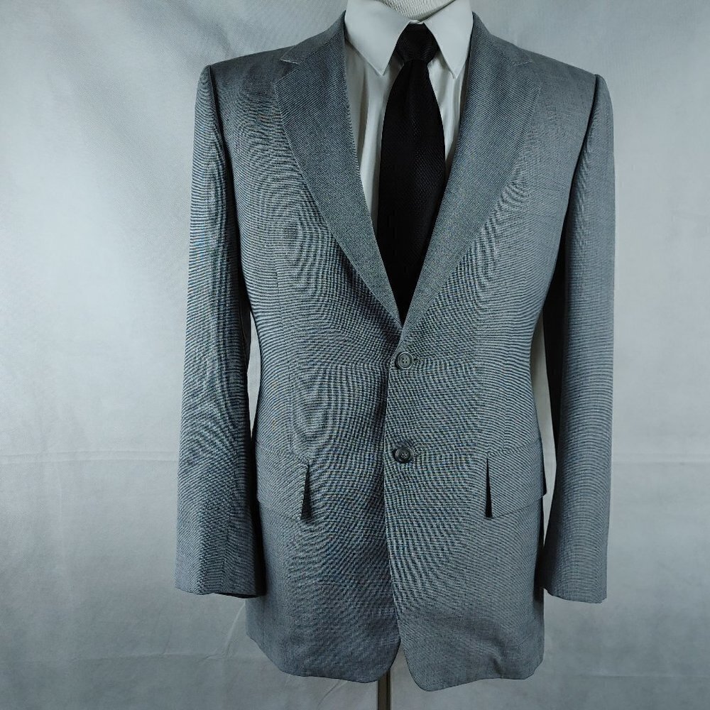 Dominick's Tailors Custom Made 39R 3 Button Gray Birdseye Suit Blazer Sp… - Picture 1 of 12